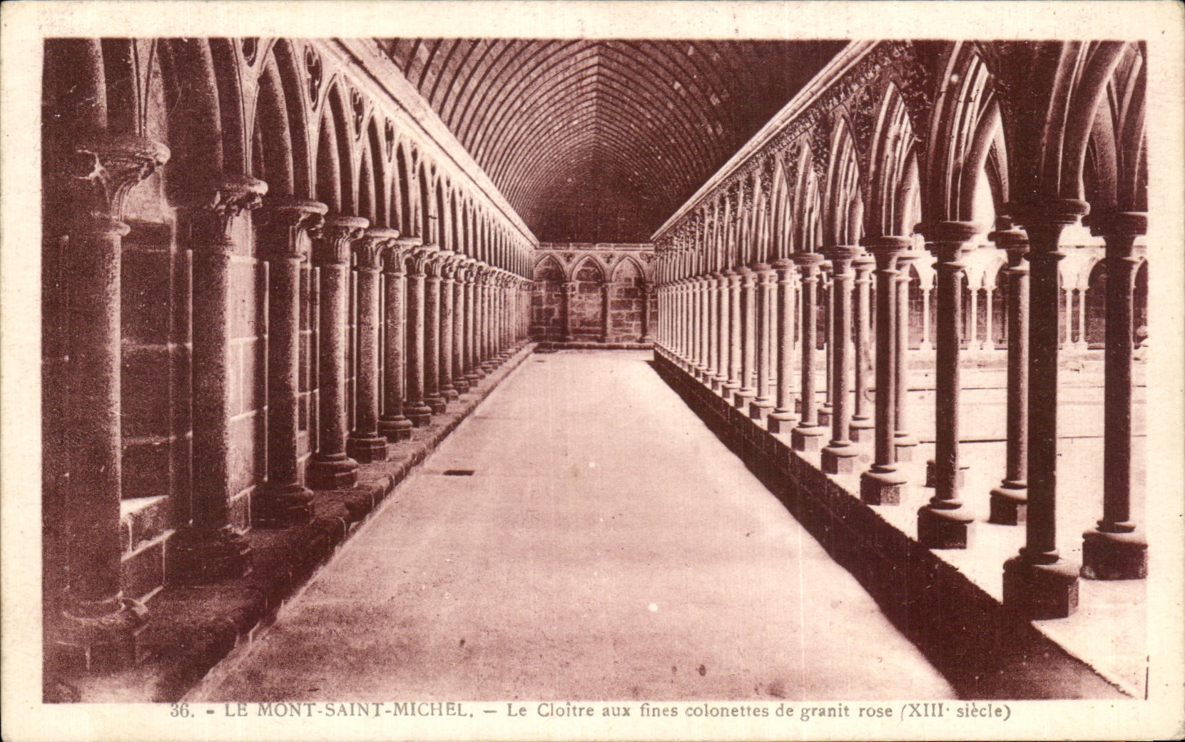 CPA Mont Saint Michel the Cloister with the pink granite posts