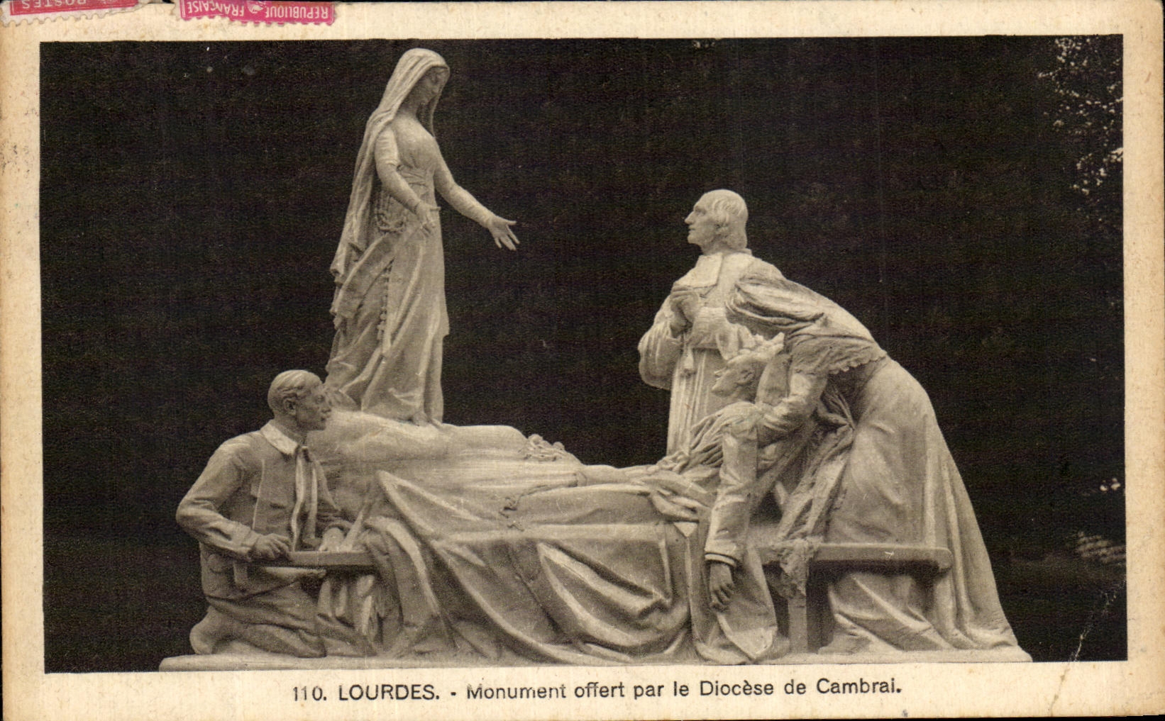 CPA Lourdes Monument offered by the Cambric Diocese