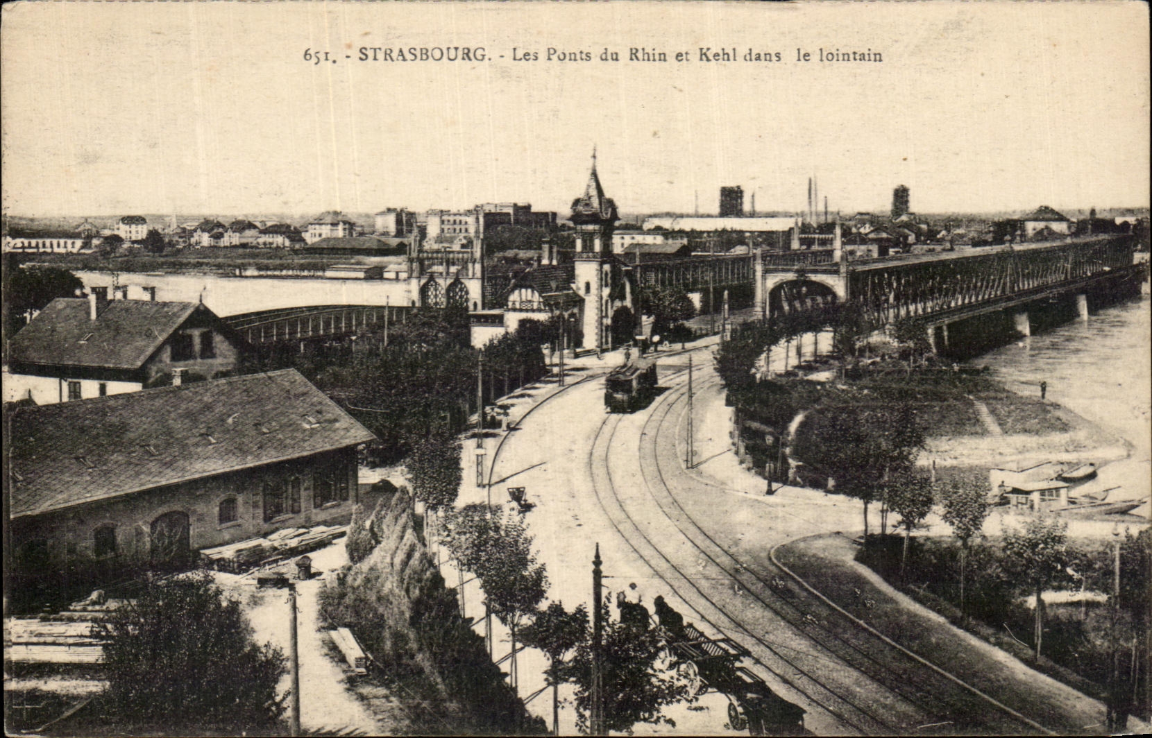 CPA Strasbourg Bridges of the Rhine and Kehl in the Distance