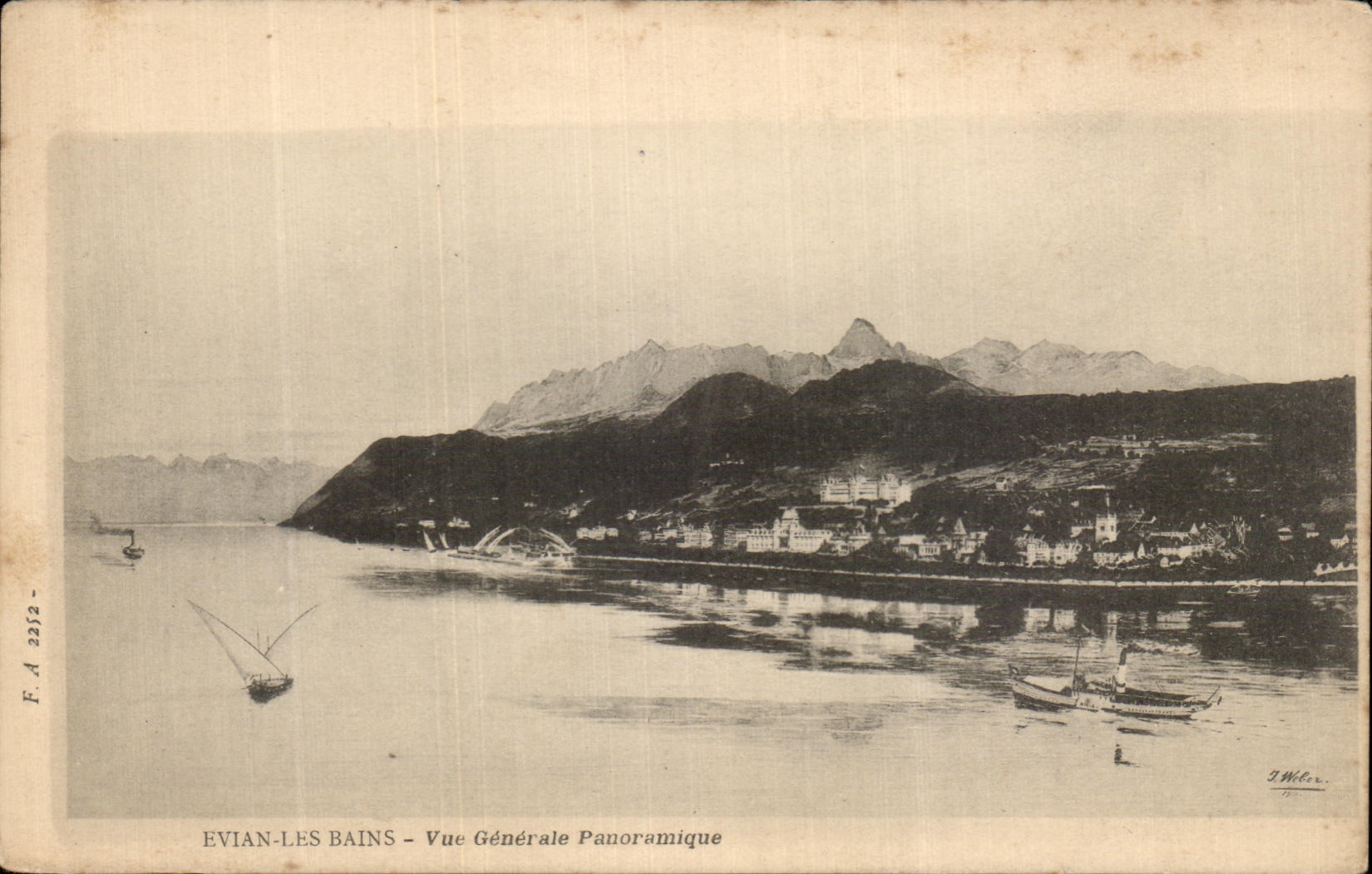 CPA Evian les Bains View Panoramic Boats