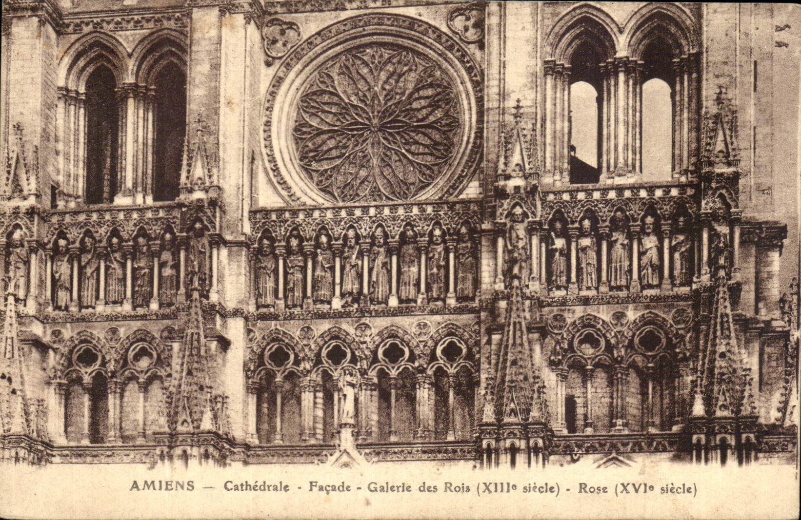 CPA Amiens Cathedral Frontage Gallery Of Kings Pink