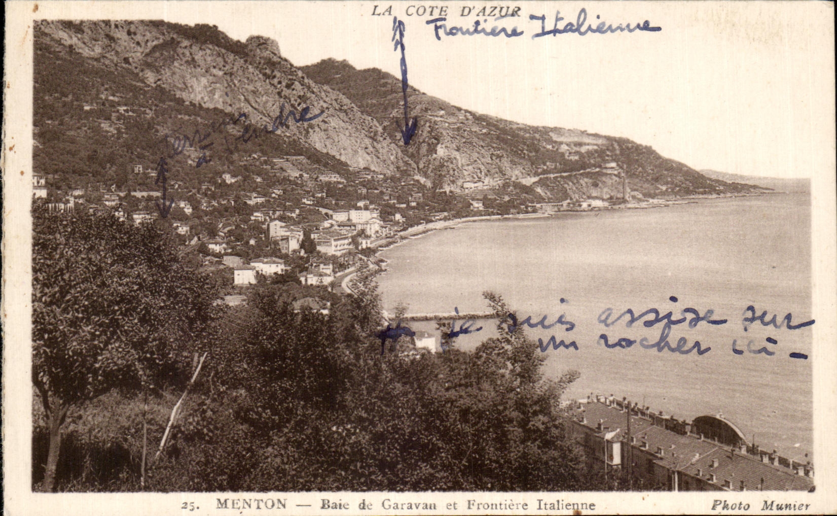 CPA the Dimension Of azure Menton Bay of Garavan And Frontiere Italian