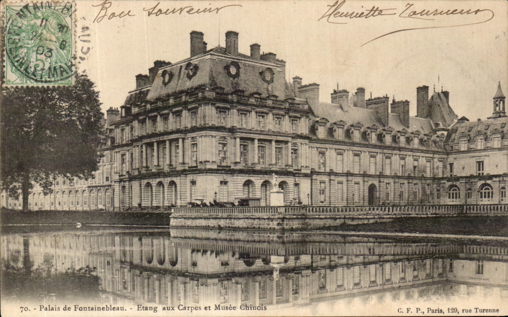 CPA Palate of Fontainebleau Pond to carps and Chinese museum