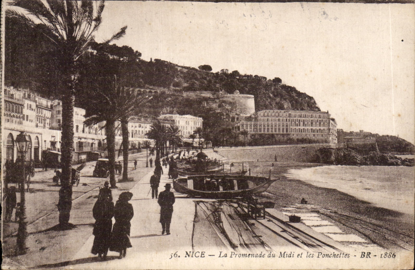 CPA Niza la caminata de los barcos de Mtdi y de Ponchettes