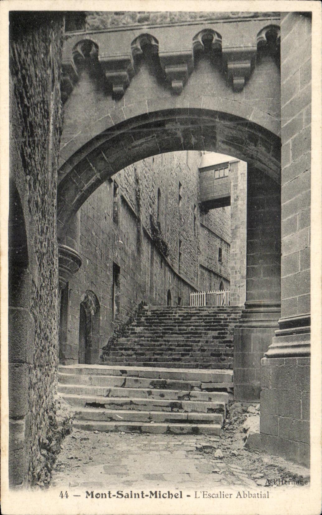 CPA Mont Saint Michel the Abbey Staircase