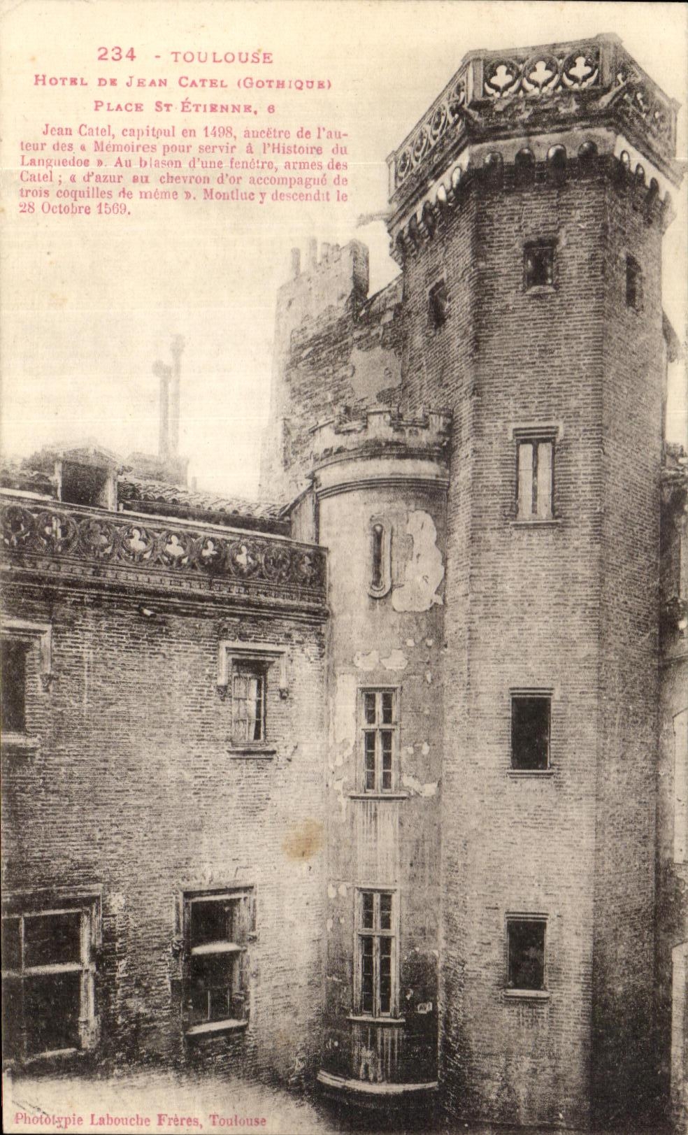 CPA Toulouse Hotel De Jean Catel Place St Etienne