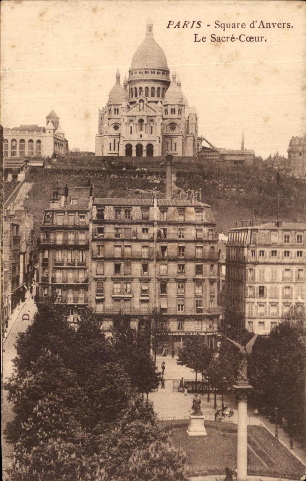 CPA Paris Square D'Anvers Le Sacre Coeur Montmartre 
