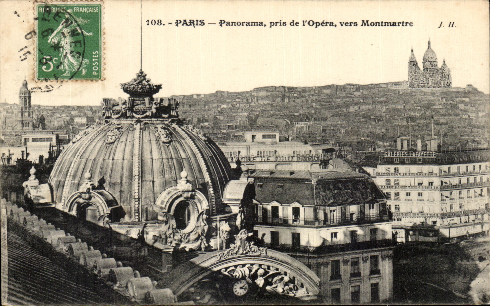 CPA Paris Panorama taken of Opera towards Montmartre
