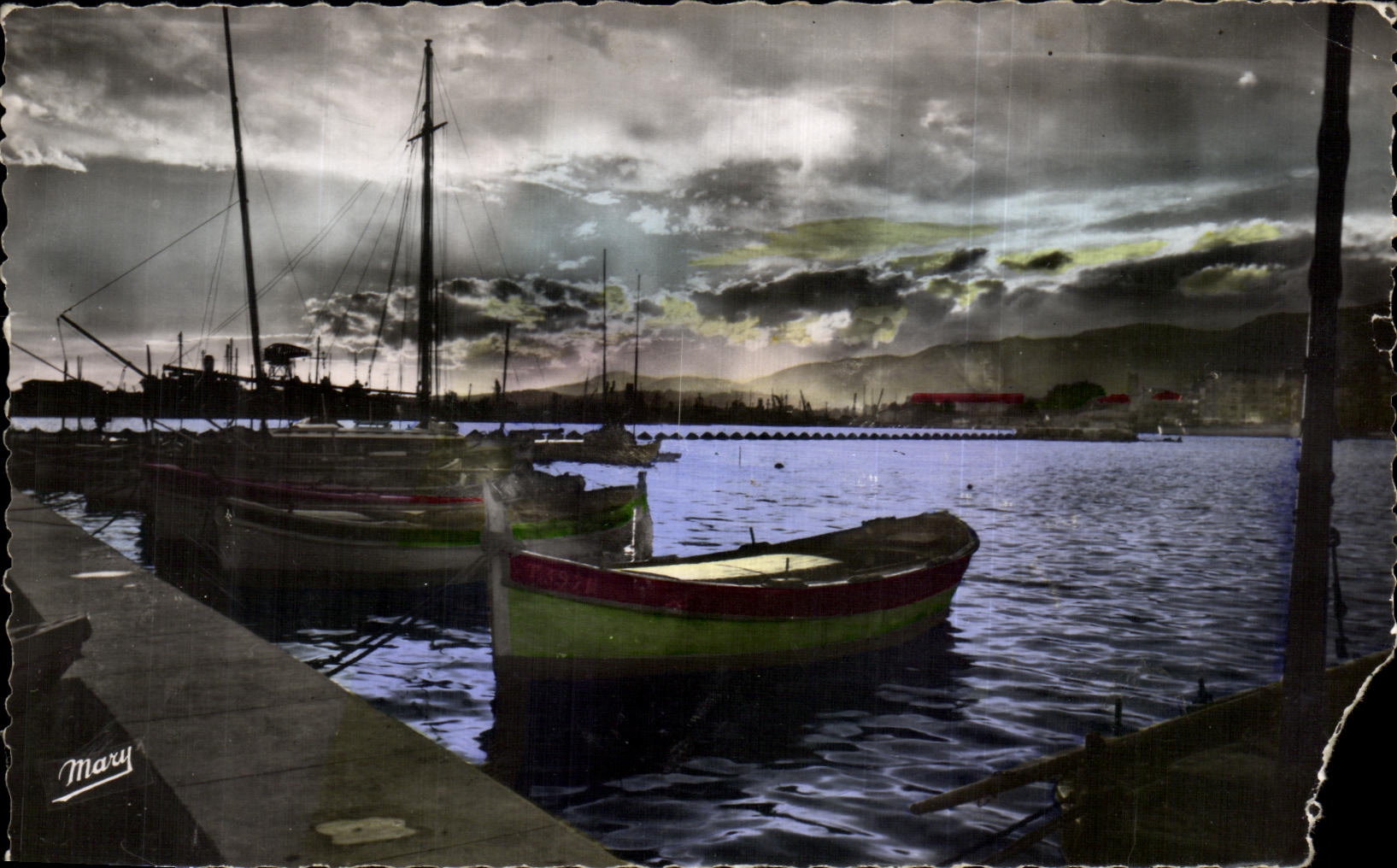 CPSM Toulon the Port Sunset Boat