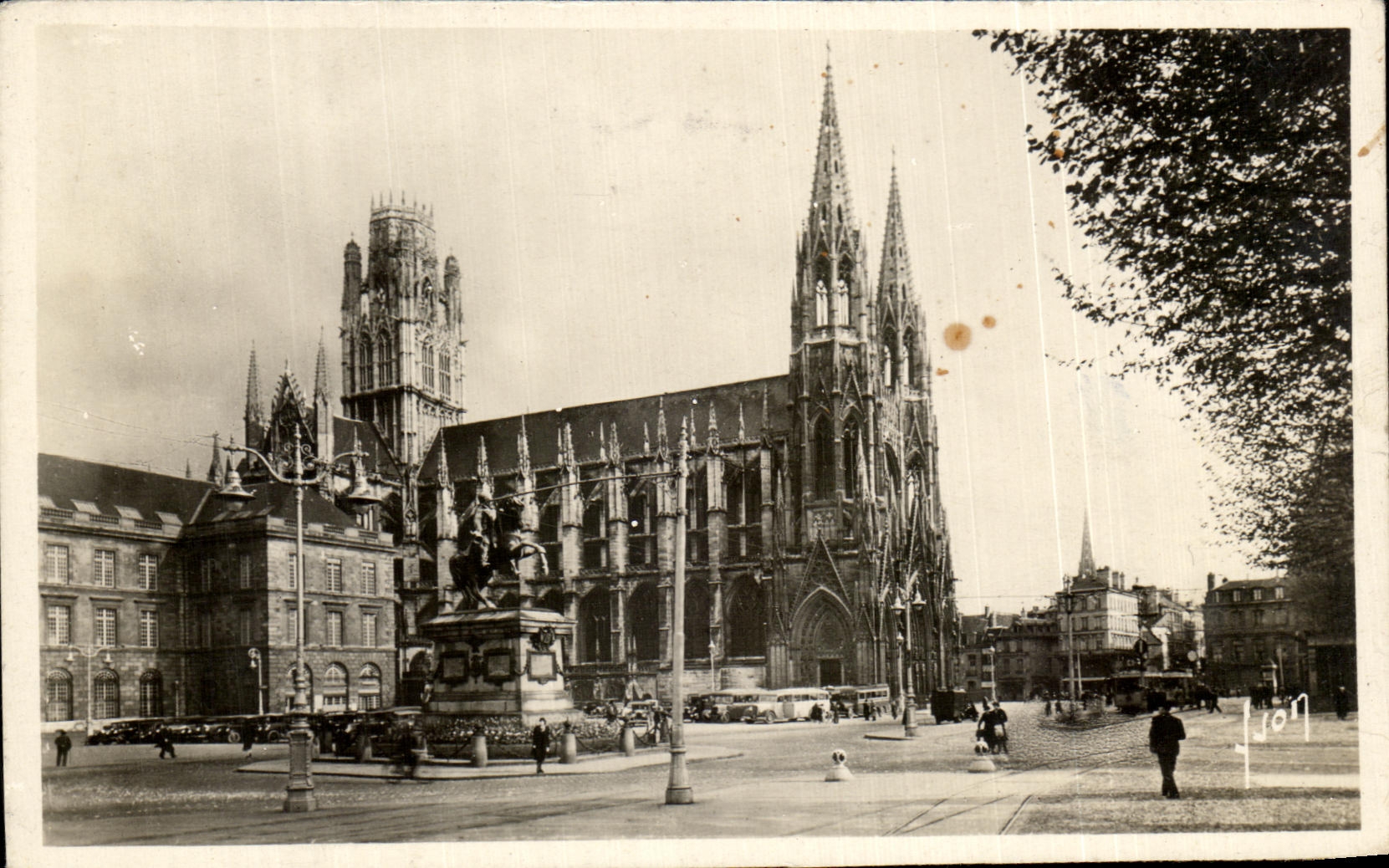 CPSM Rouen Places Town hall Church St Ouen