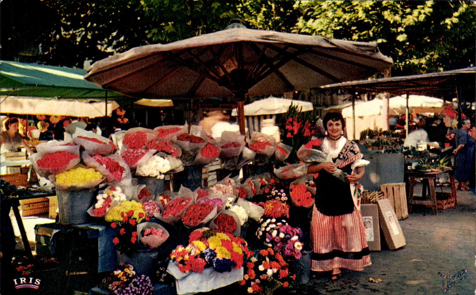 Mercado de CPSM riviera francesa con las flores