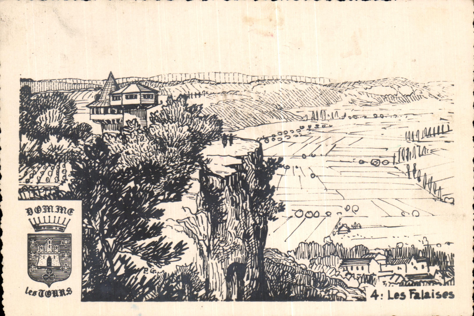 CPA Domme Les tours Les Falaises