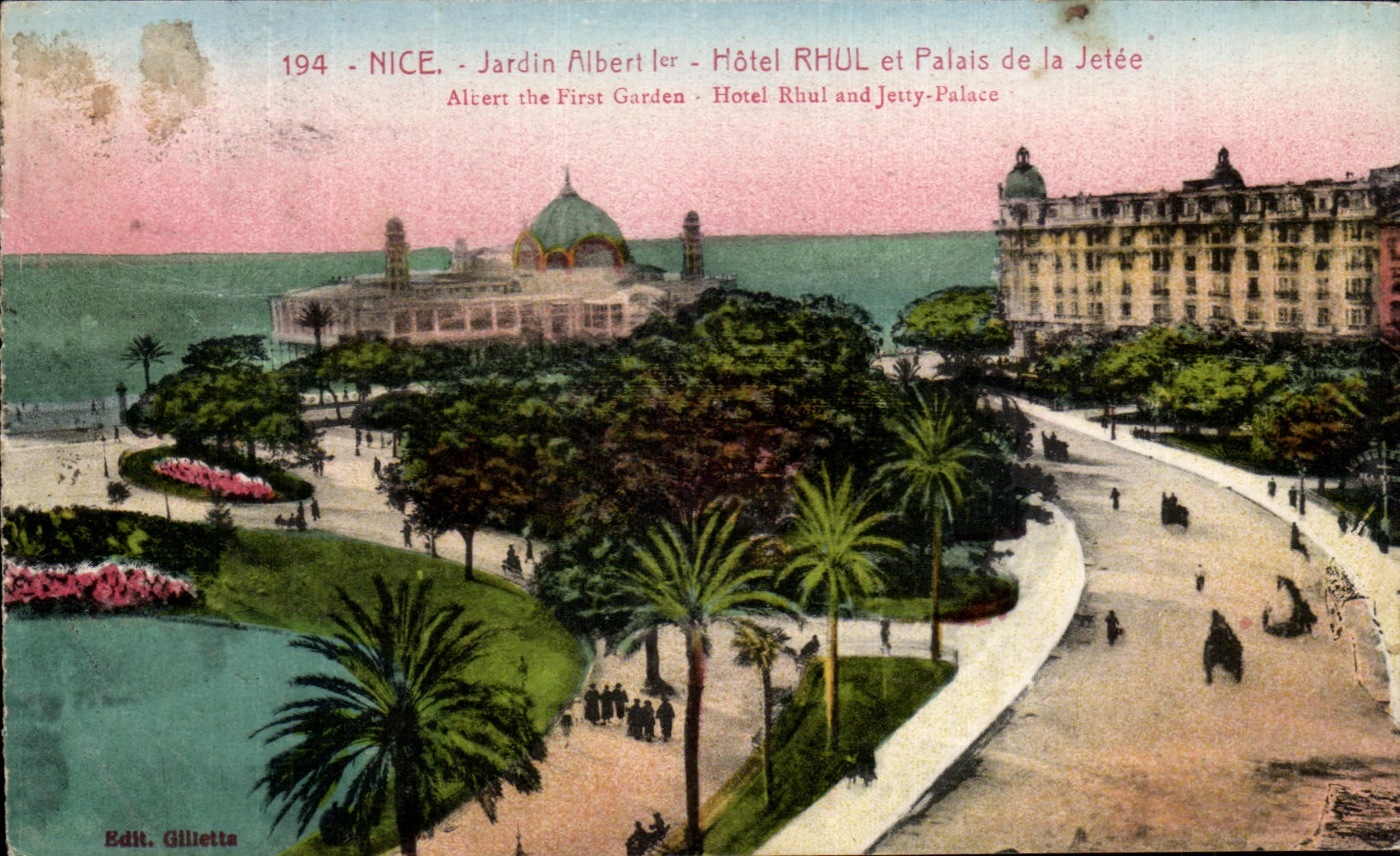 De CPA Niza del jardin 1r Rhul hotel de Albert y Palais del embarcadero