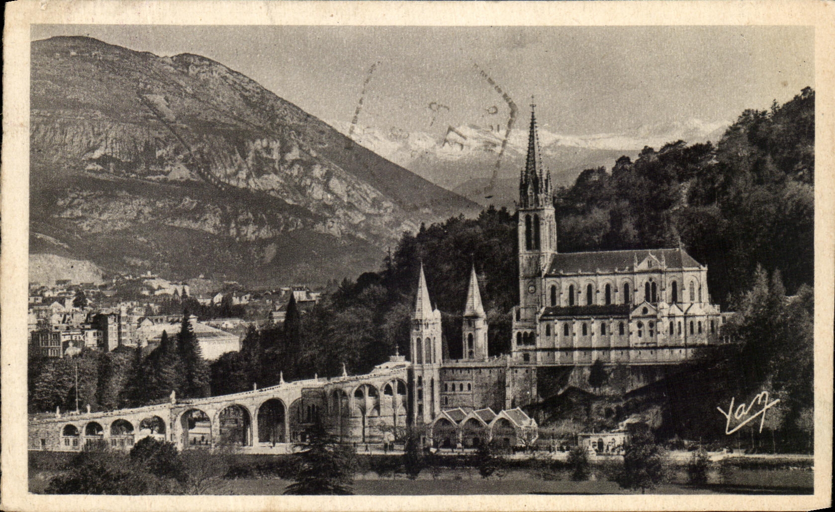 CPA Lourdes the Basilica and the Peak of Jer
