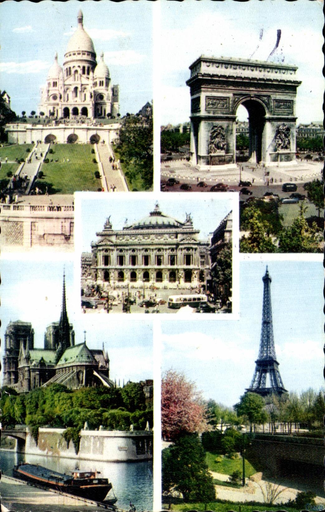CPA Paris Sacre Coeur Arc de Triomphe Opera Notre Dame Tour Eiffel