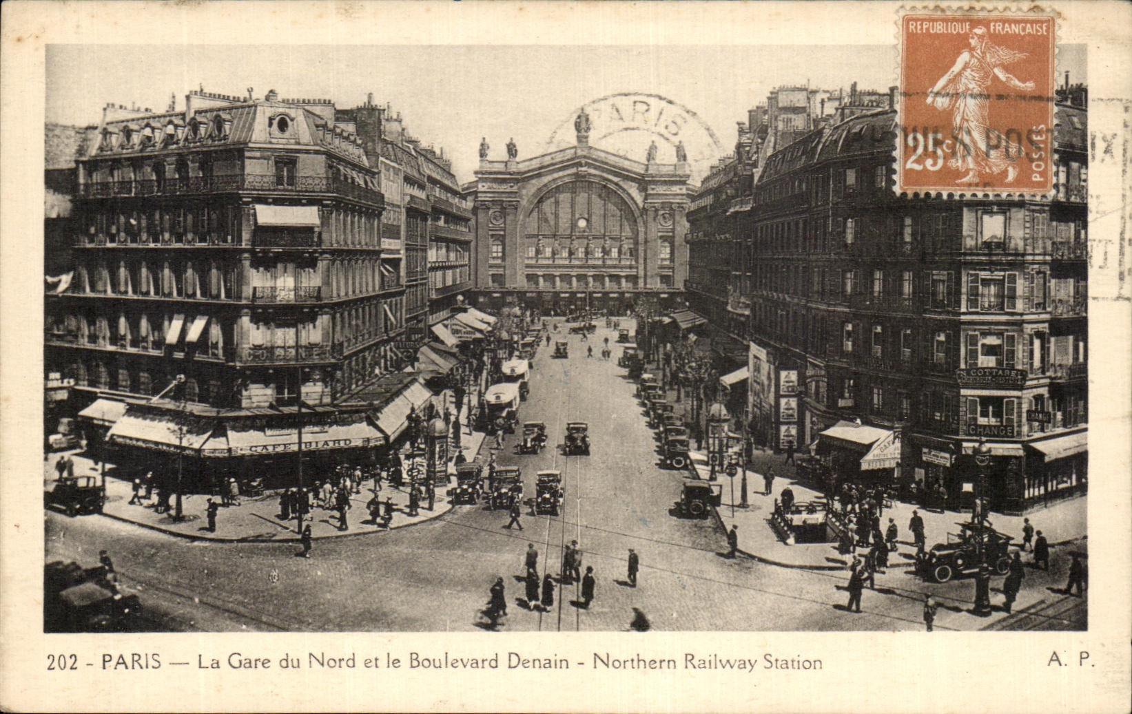 CPA Paris Train station Of North AND the Denain Boulevard