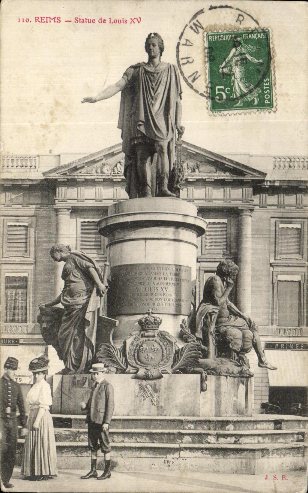 CPA Rheims Statue of Louis XV