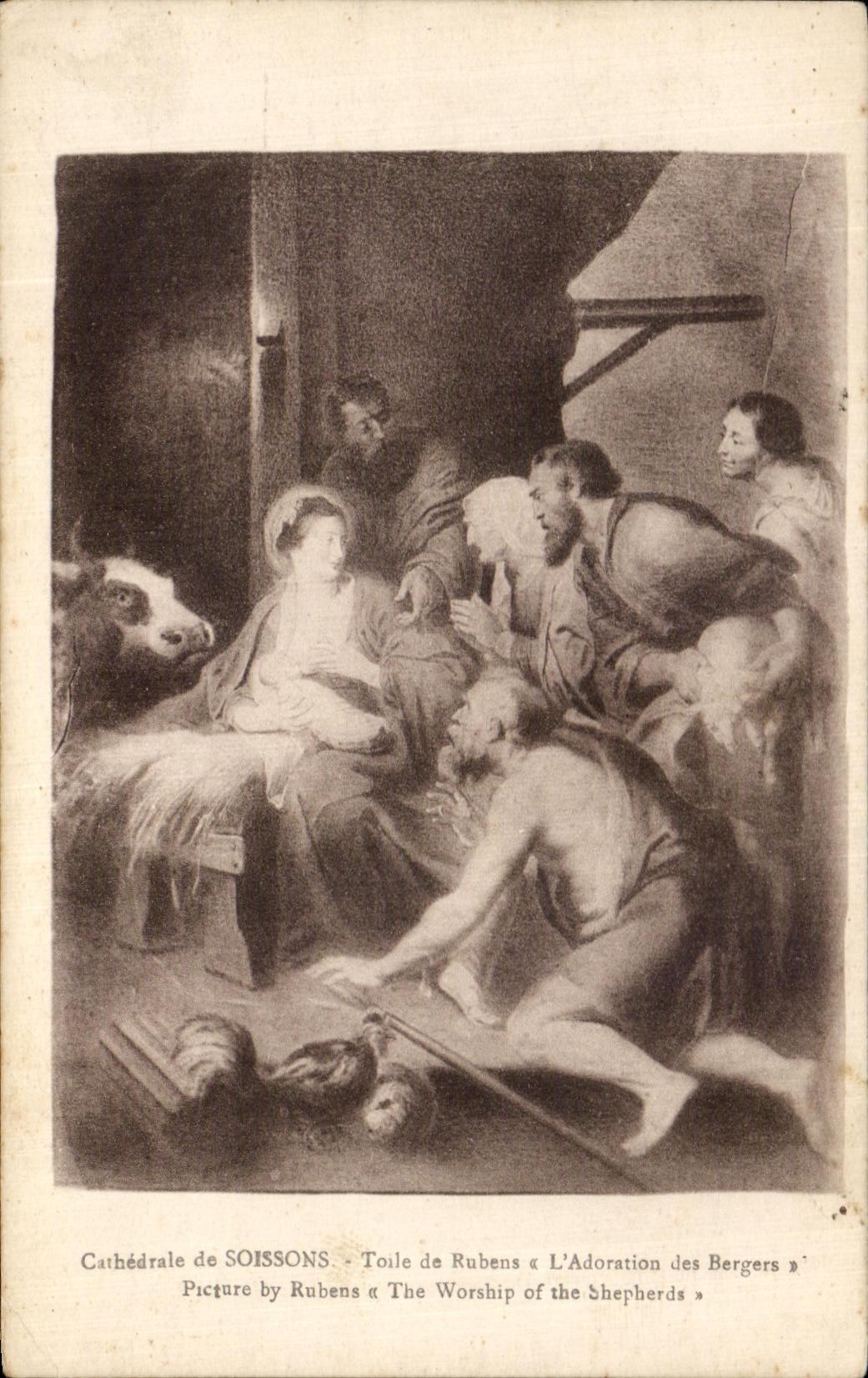 CPA Soissons Toile de Rubens L'Adoration des Bergers