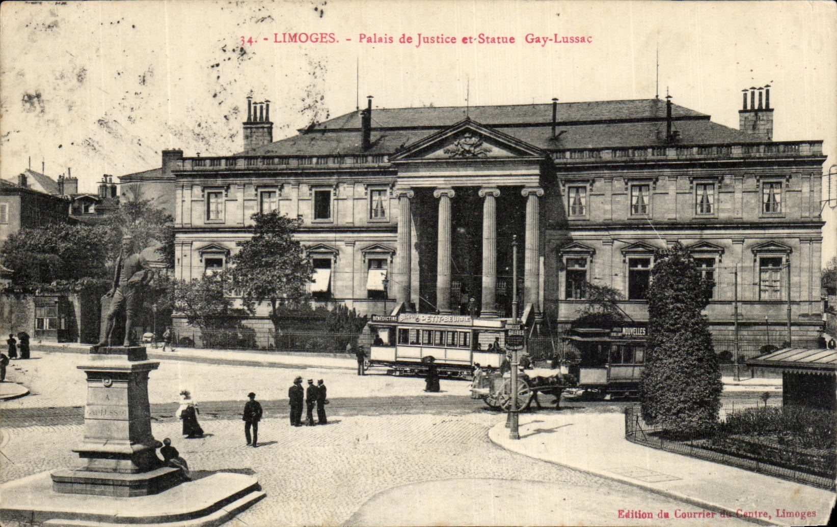 Cortes de ley de CPA Limoges y tranvia de Gay-Lussac de la estatua