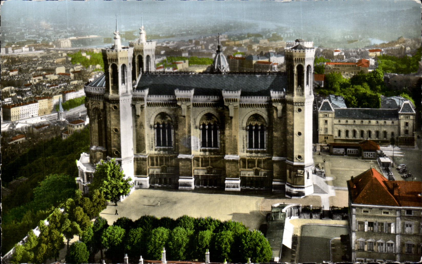 CPA Lyon the Basilica Notre Dame de Fourviere and the City