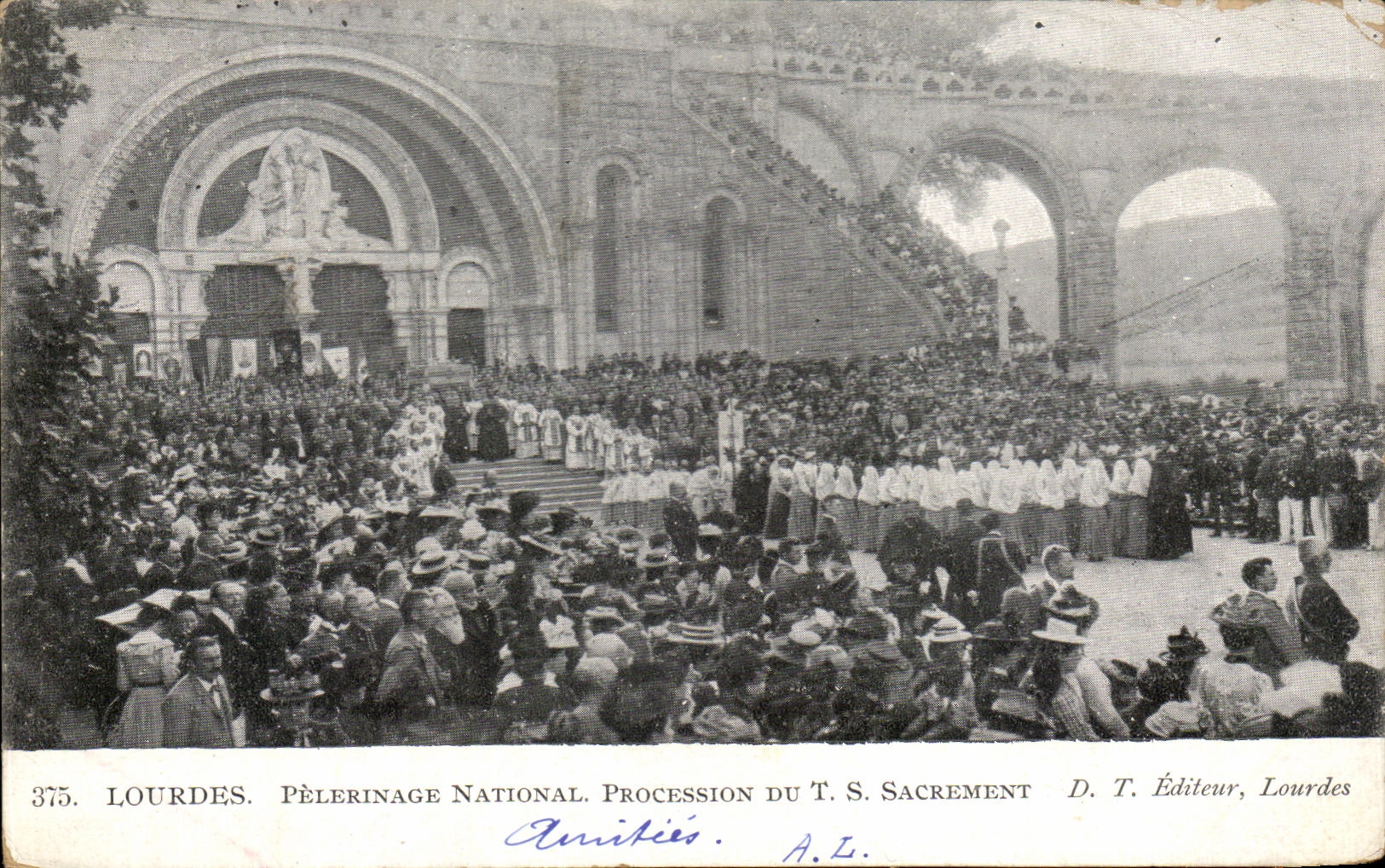 CPA Lourdes National Pilgrimage Procession of the TS Sacrement
