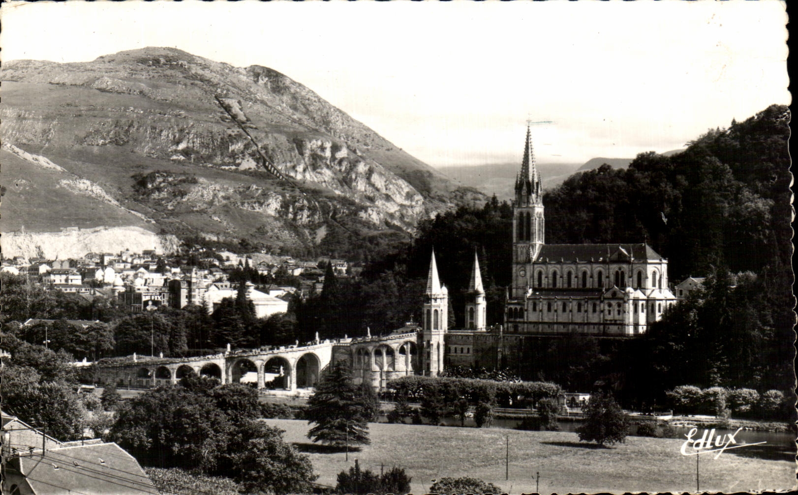 CPA Lourdes the Basilica and the Peak of Jer