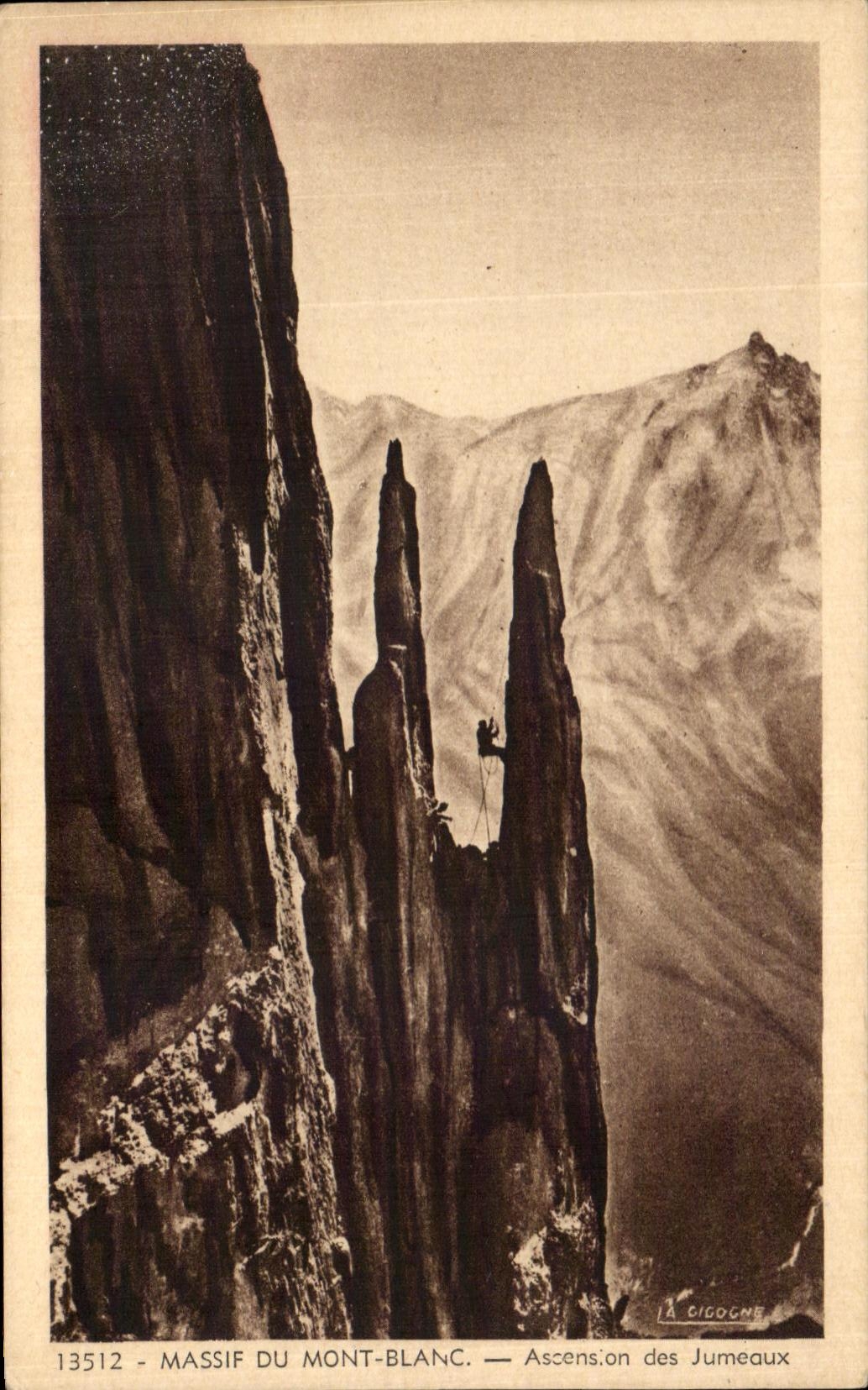 CPA Mountain Of the Mount Blanc Climbing of the Twins Alpinism