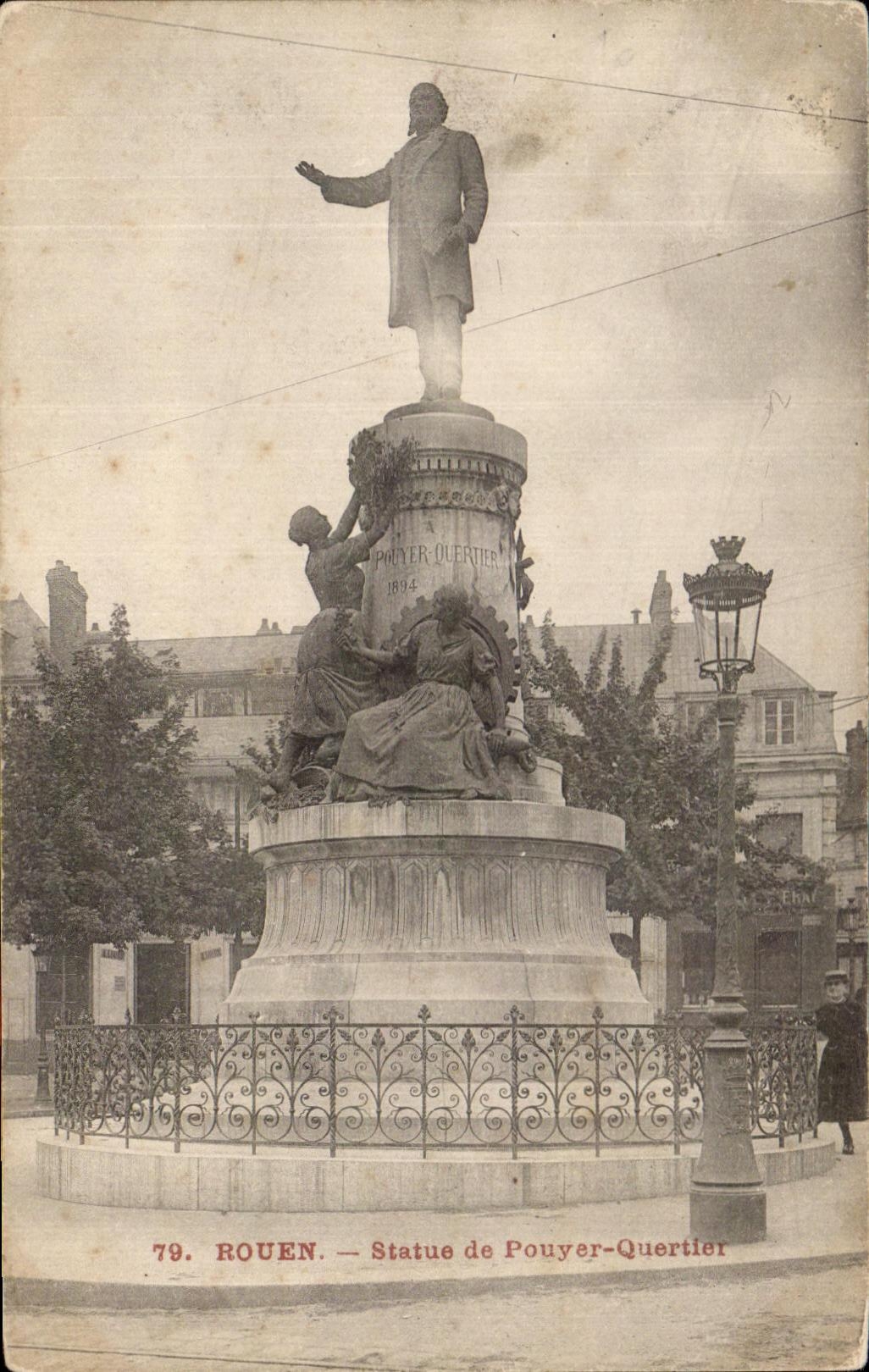 CPA Rouen Statue of Pouyer Quertier