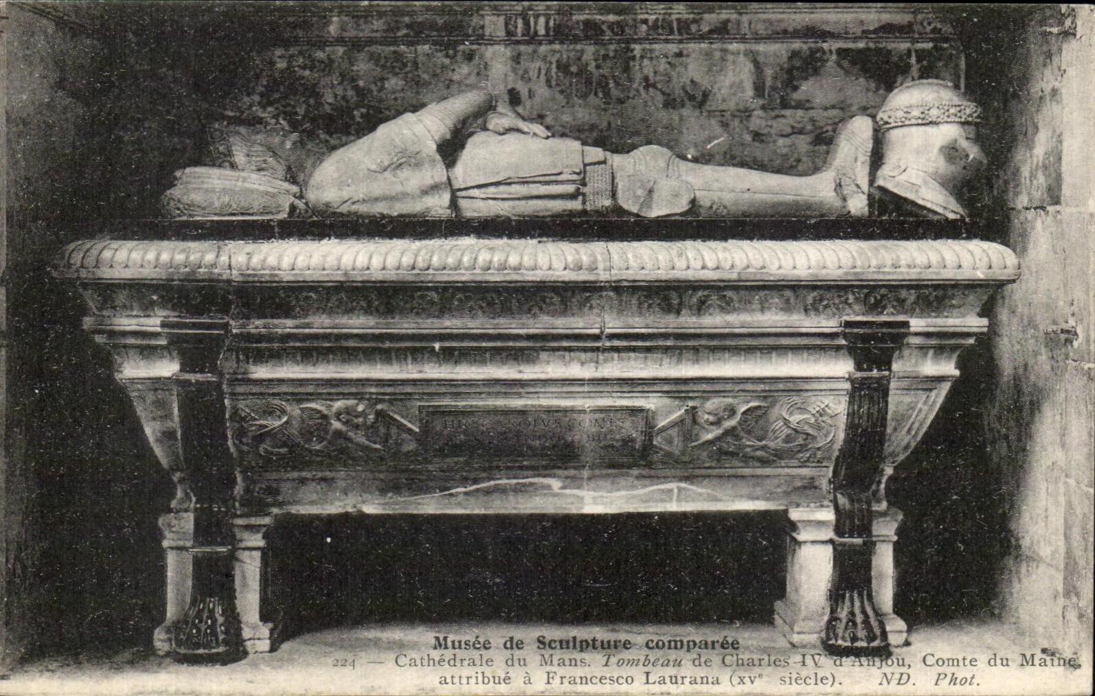 CPA Museum of Sculpture comaree Cathedral of Mans Tomb of Charles IX of Anjou Count of Maine Francesco Laurana