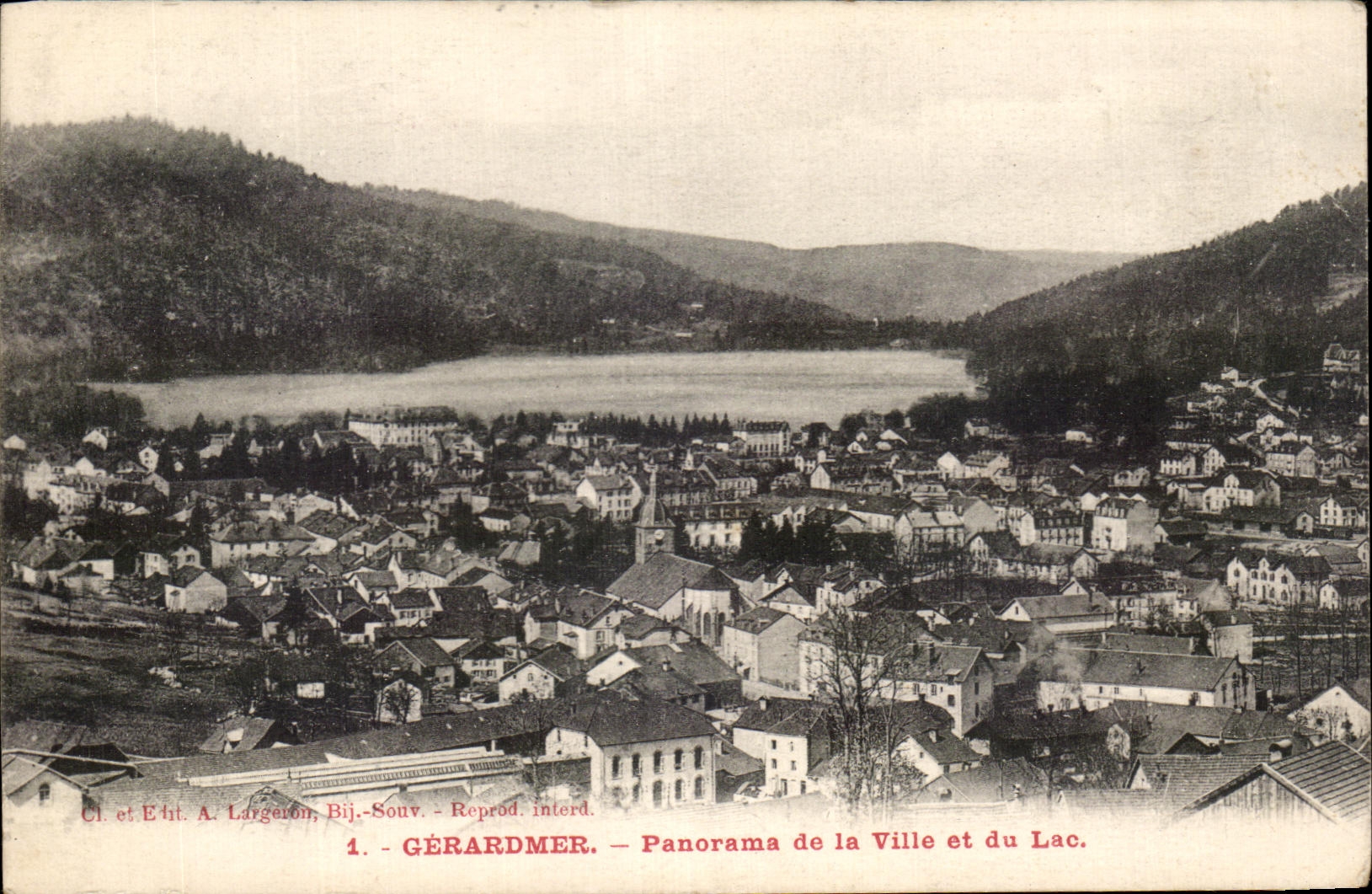 CPA Gerardmer Panorama of kla City and the Lake