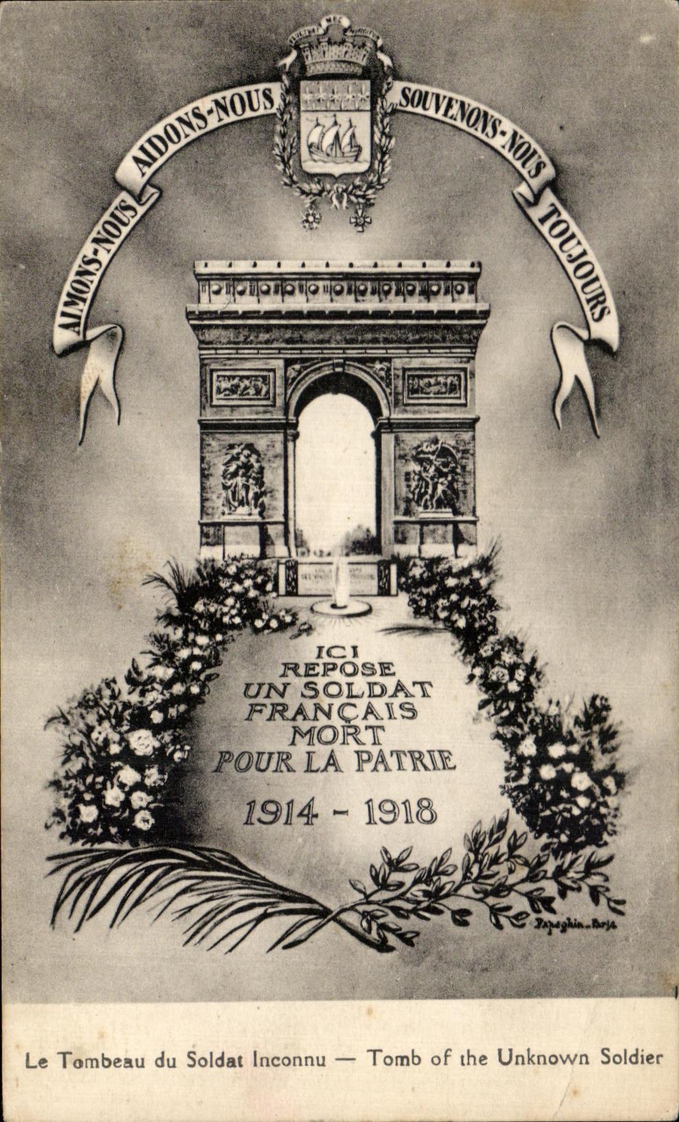 CPA Paris Le Tombeau du Soldat Inconnu Arc de TRiomphe