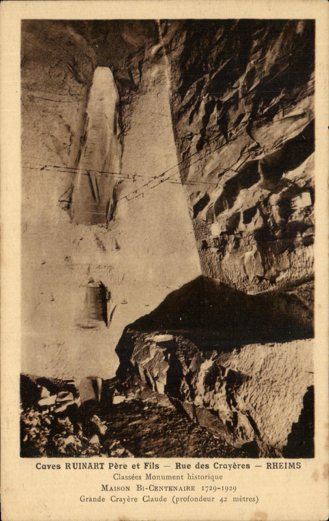 Hollow CPA Ruinart Father and Fils Street of the Rheims Chalk pits Large chalk pit Claude