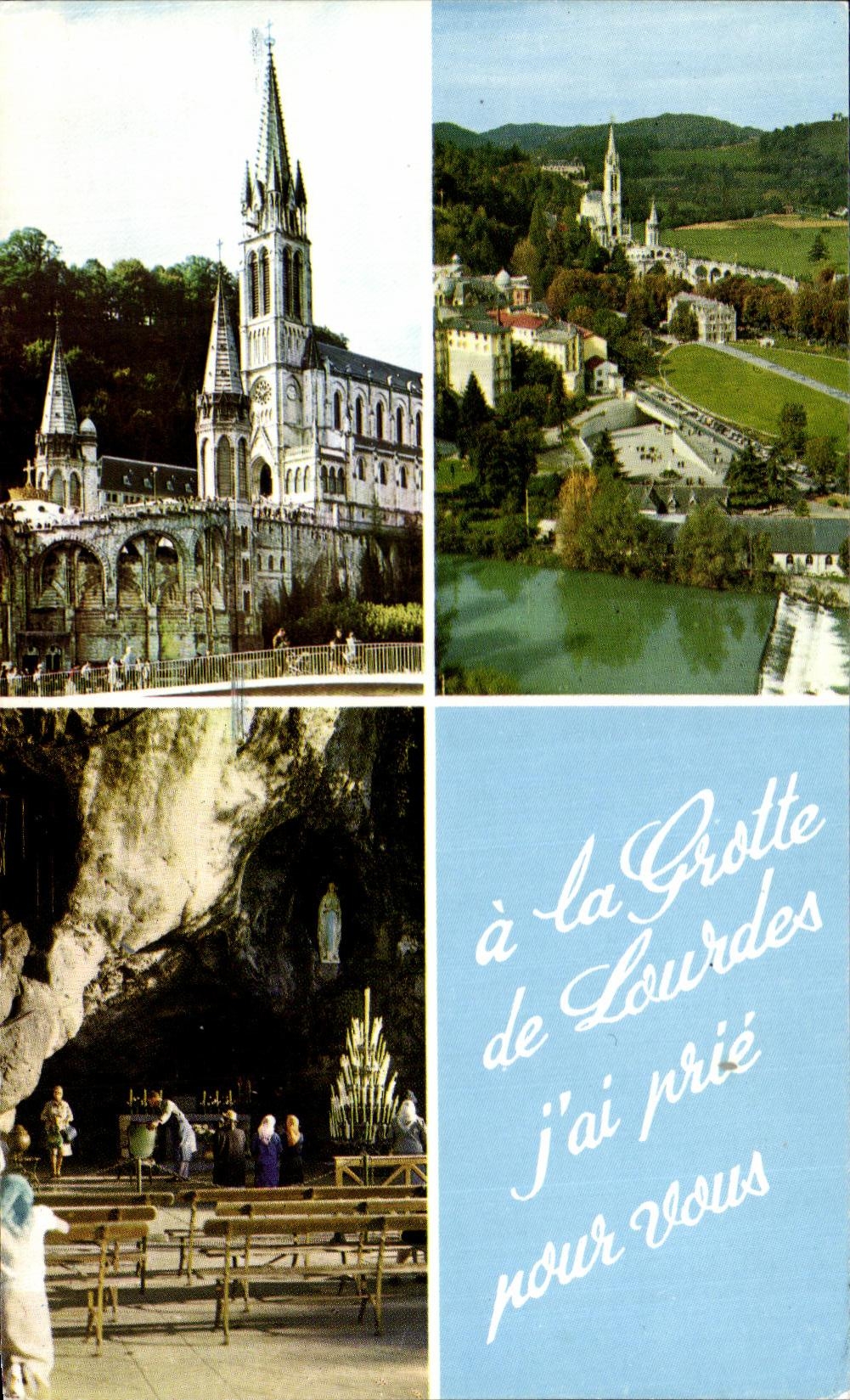 CPA Lourdes Gave and the Basilica the Basilica the Cave