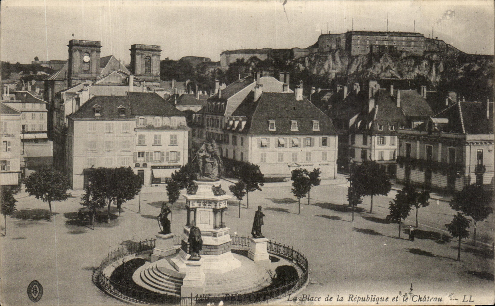 CPA the place of the Republic and the Belfort Castle