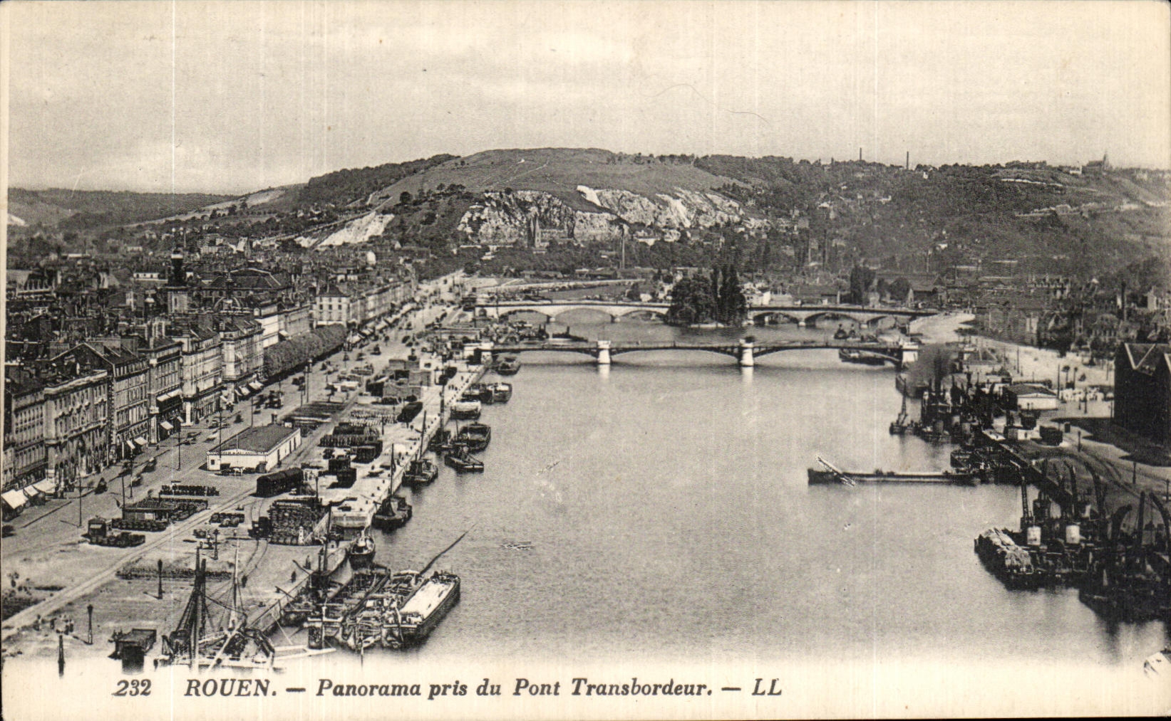CPA Rouen Panorama taken of the Transporter bridge