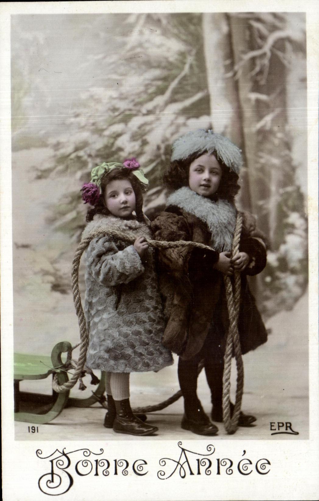 Trineo largo de los ninos de la fantasia de CPA