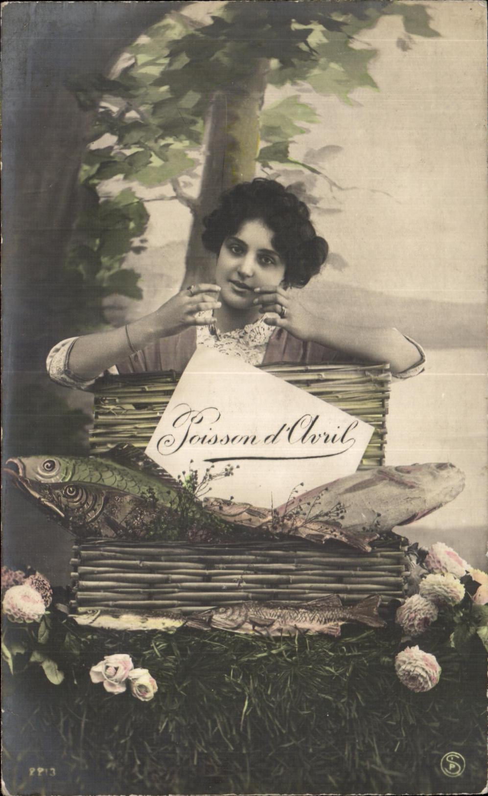 CPA fantasia mujer Pascua 1 de abril