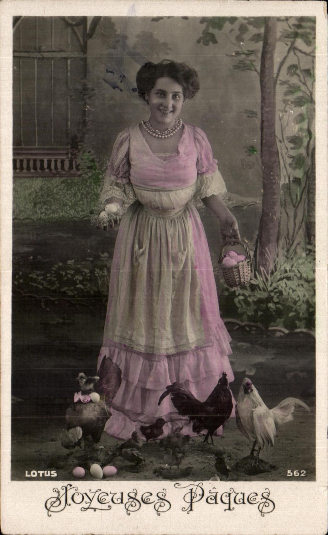 CPA Fantasy Woman and Easter hens