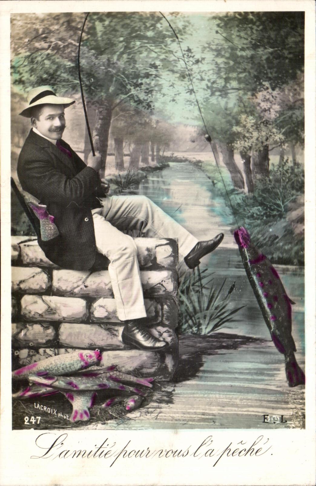 CPA Fantaisie Poisson Man Fishes Fisherman