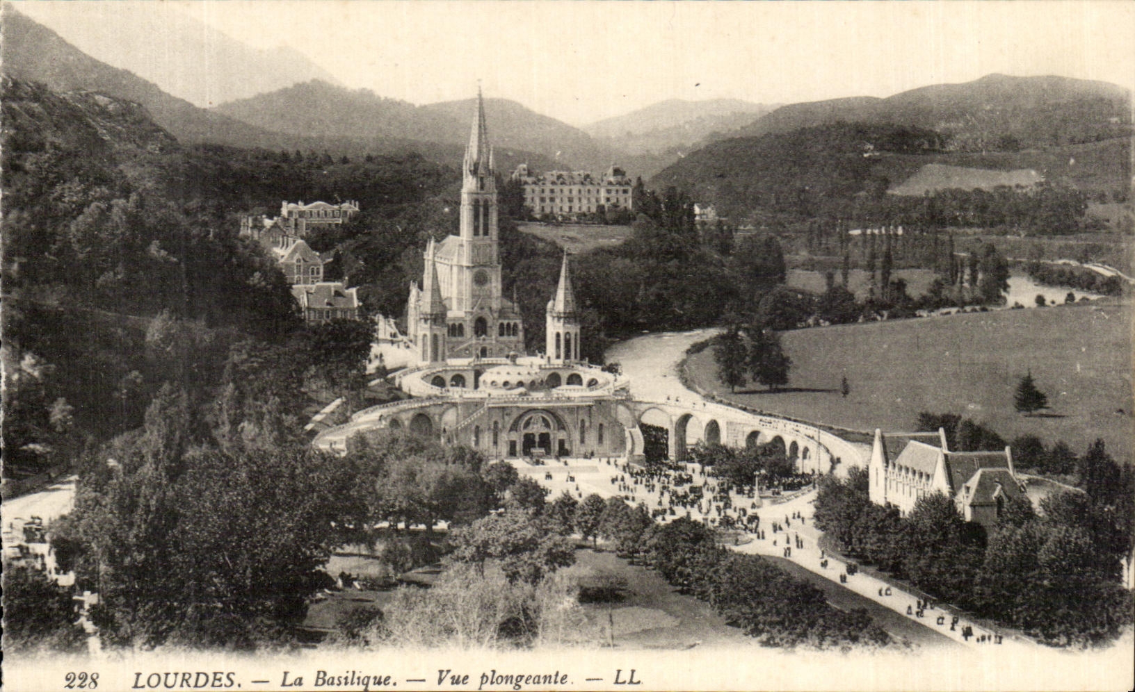 CPA Lourdes the View from above Basilica