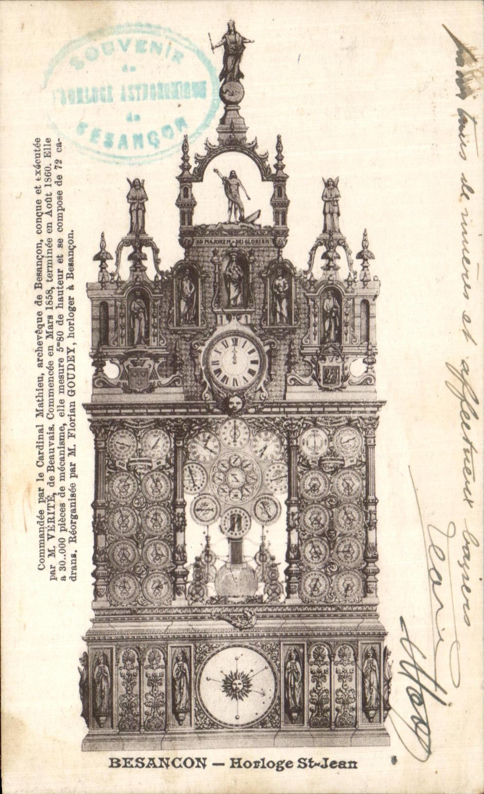 CPA Besancon Clock St Jean