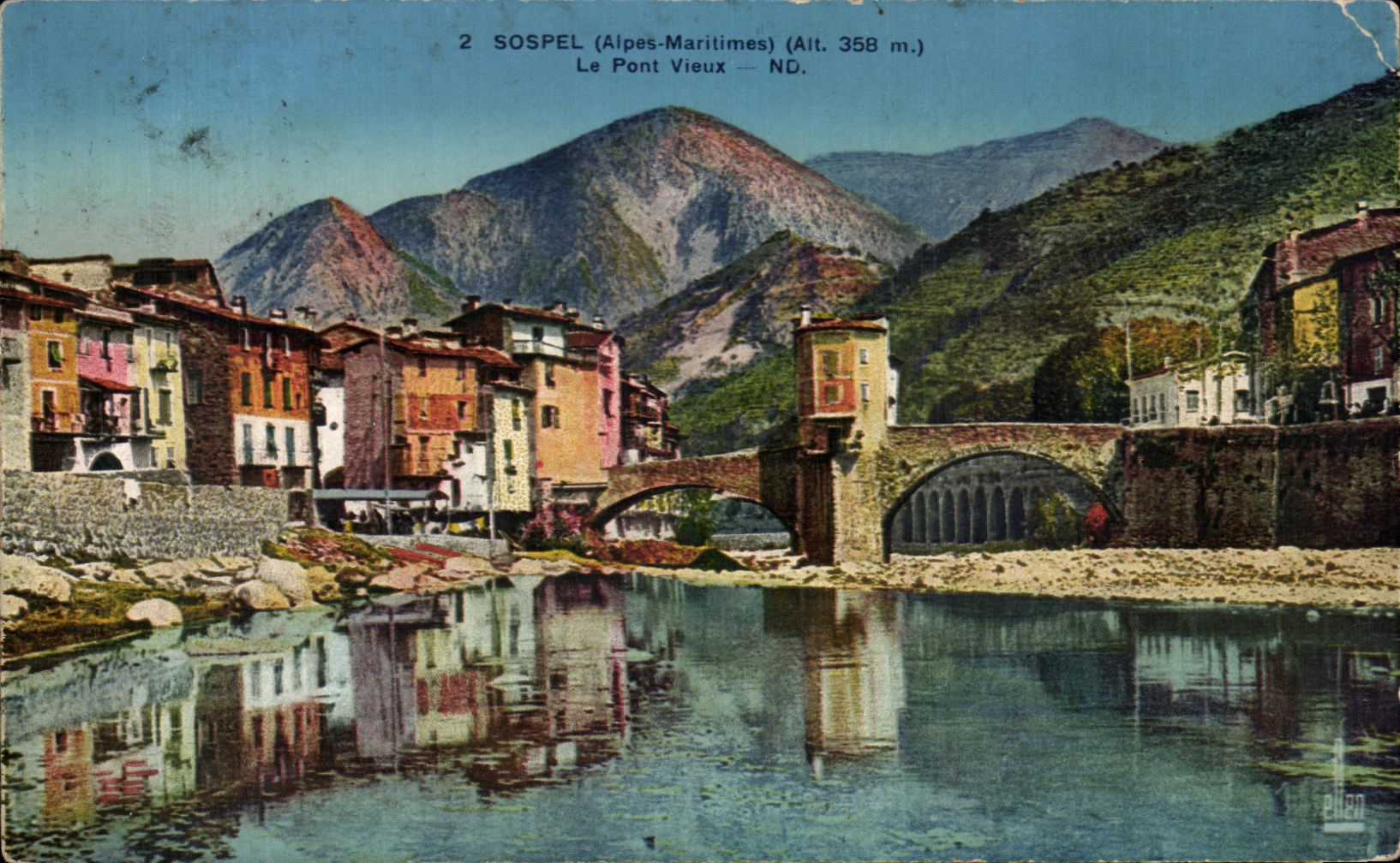 CPA Sospel el puente viejo