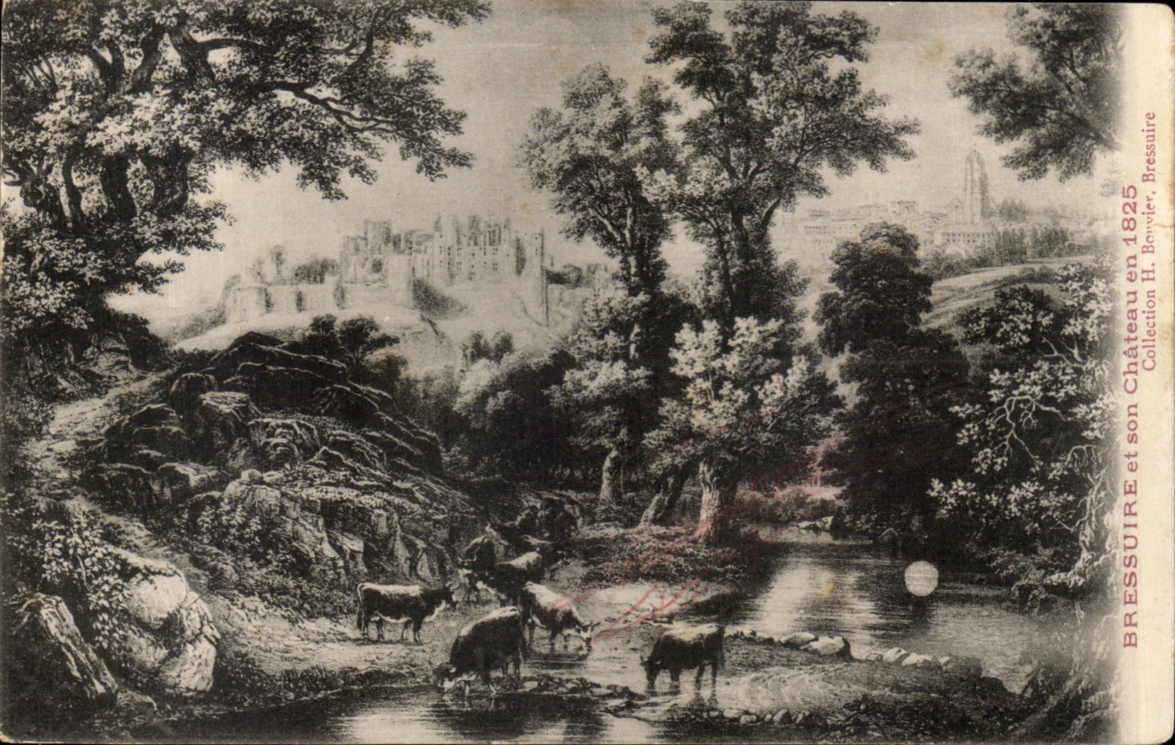 CPA Bressuire and its Castle in 1825