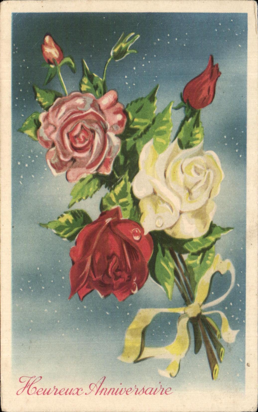 Cumpleanos feliz de las flores de la fantasia de CPA