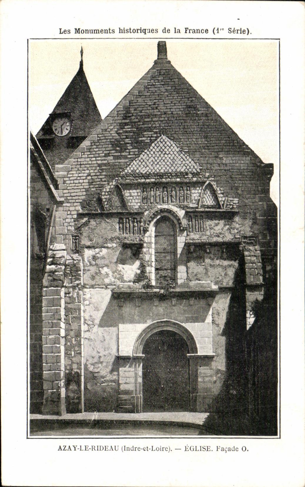 CPA Azay el ataque frontal de la iglesia de la cortina