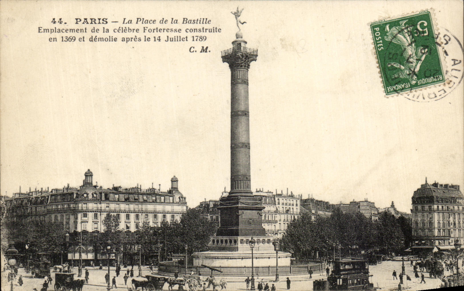 CPA Paris the Place of the Bastille