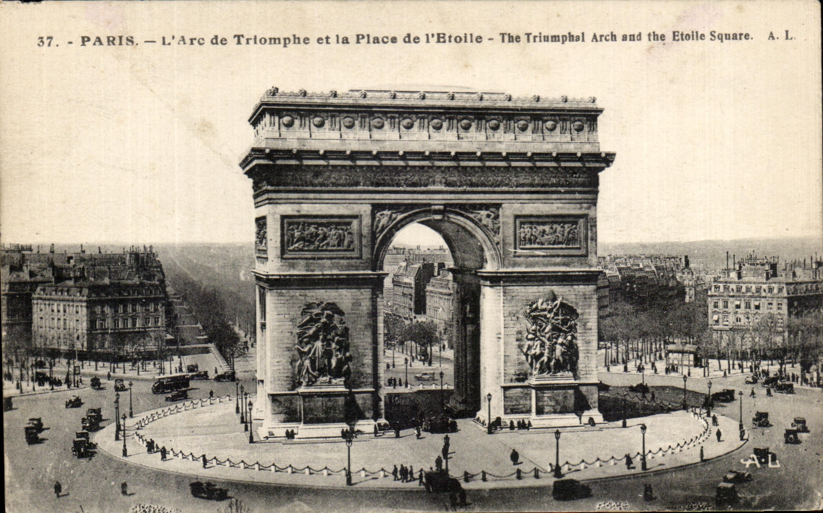 CPA Paris el arco de Trtomphe y el lugar de Etolile