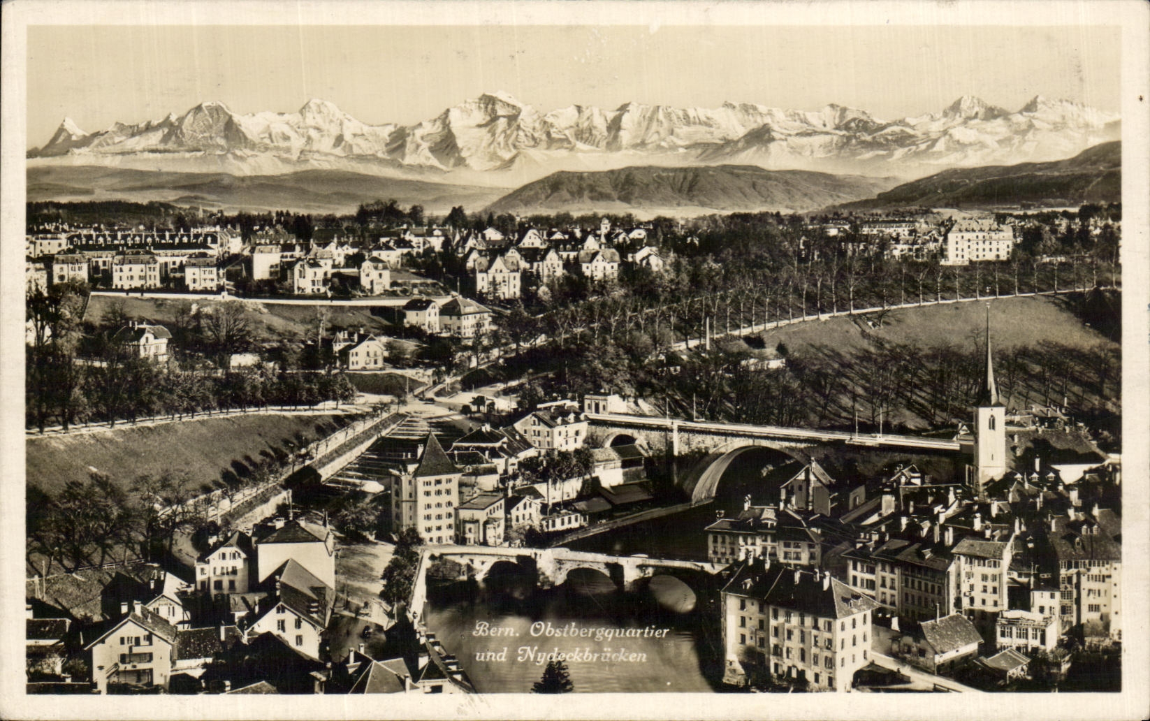 CPA Bern Bridges of Nydeck and the Alps