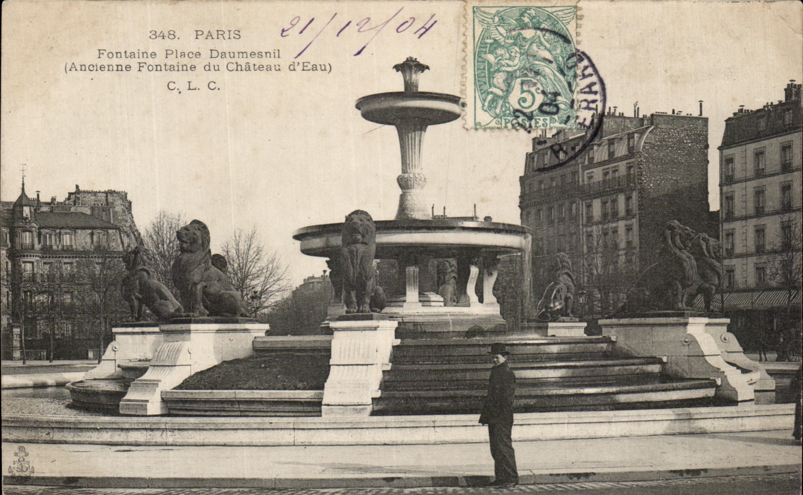 CPA Paris Fontaine Places Daumesnil Ancienne fountain of the water tower Lions