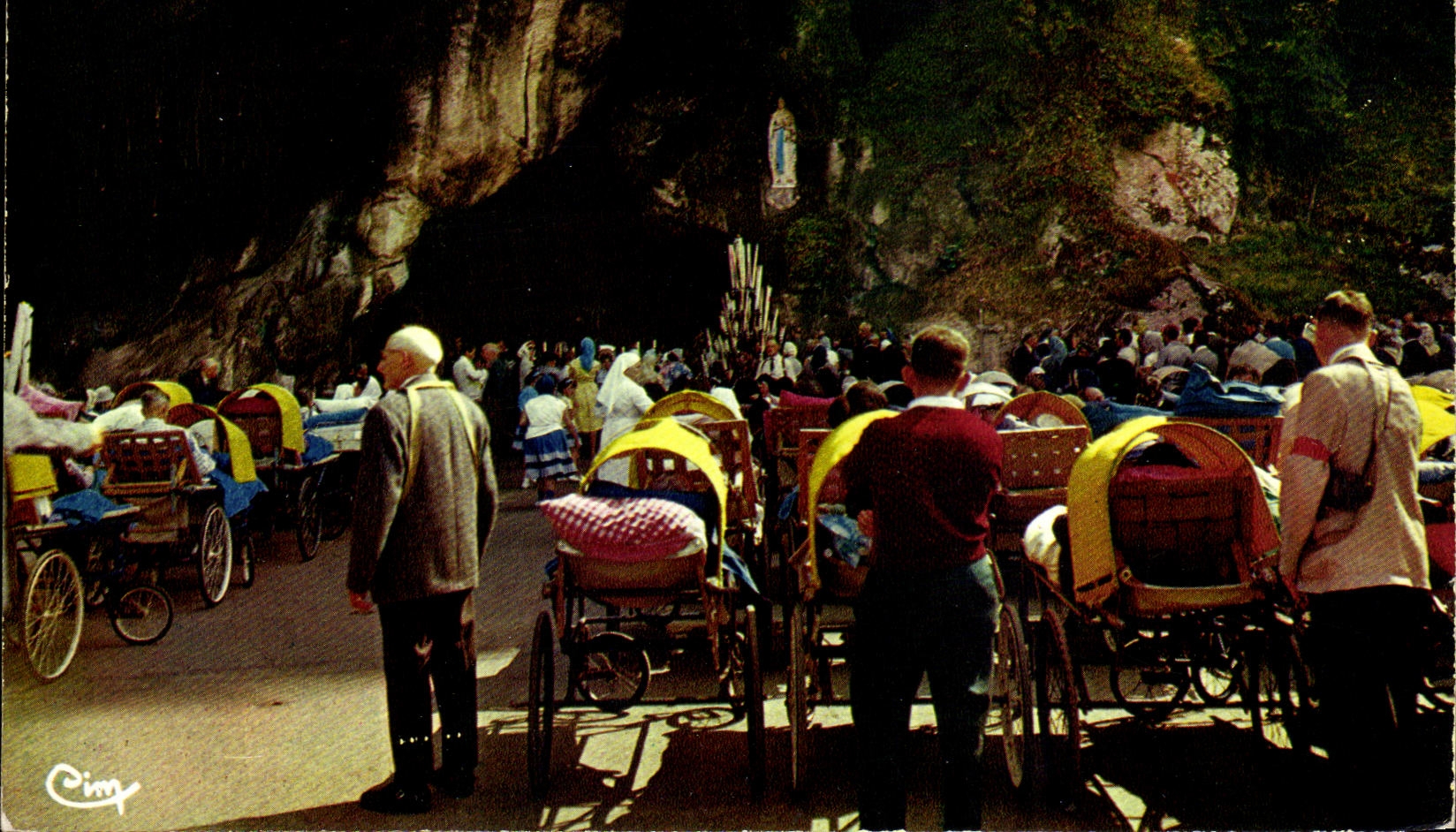 CPA Lourdes the Cave Blessing of the Patients